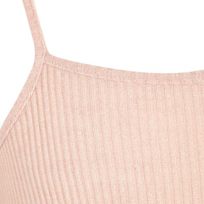 Girls light pink ribbed culotte jumpsuit
